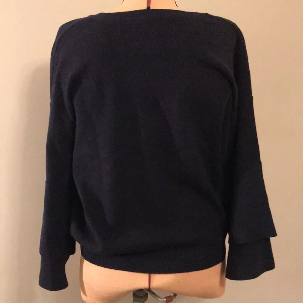 Blu Pepper Floral Embroidered Blue Sweater - Size Large - Picture 9 of 11